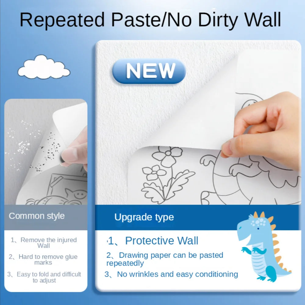 DIY Sticky Drawing Roll Color Filling Paper Educational Toys For Children