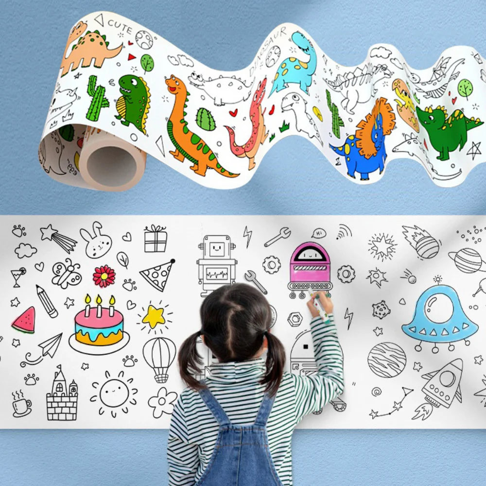 DIY Sticky Drawing Roll Color Filling Paper Educational Toys For Children