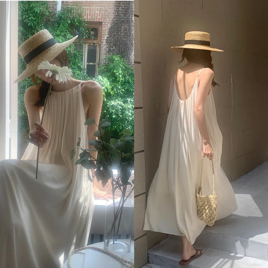 Seoul Elegance – Backless Slip Dress for Women