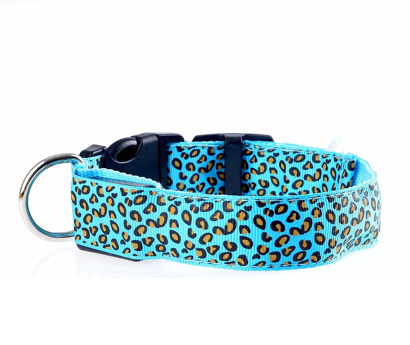 LED Leopard Print Glowing Dog Collar – Adjustable & Rechargeable