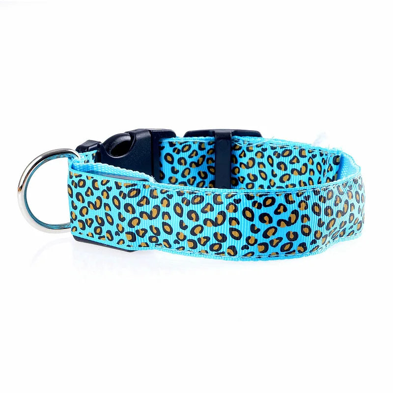 LED Leopard Print Glowing Dog Collar – Adjustable & Rechargeable