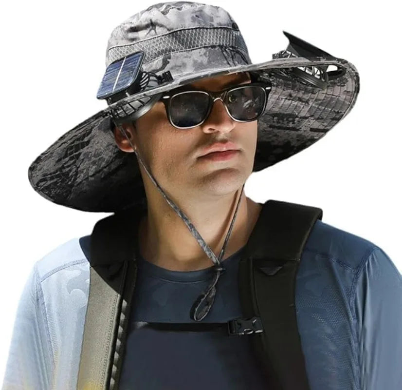 UPF 50+ Wide Brim Solar Fan & Charging Hat