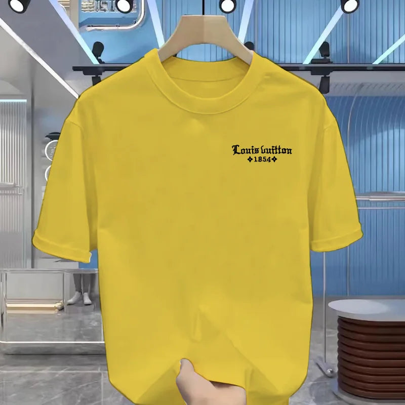 Summer Men's 100% Cotton Casual Funny Round Neck Short T-Shirt