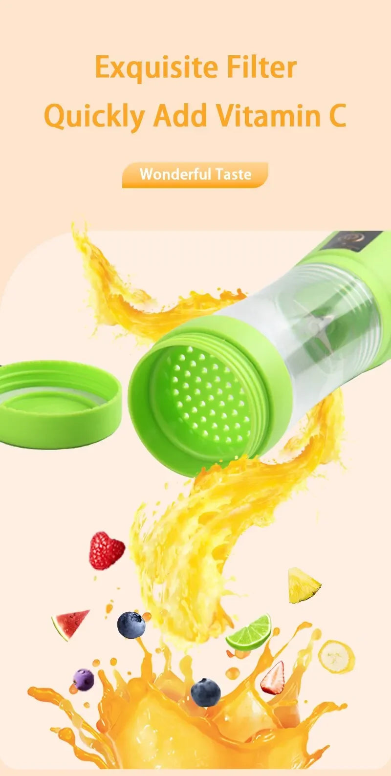 Portable Blender for Shakes and Smoothies Rechargeable USB 380ML