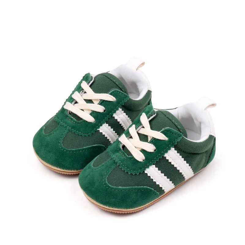 2 Striped soft soled baby girls shoes 0-18M