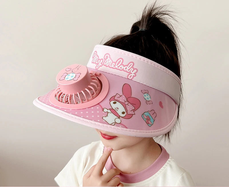 Kids Sun Protection Cooling Hat With chargeable Fan