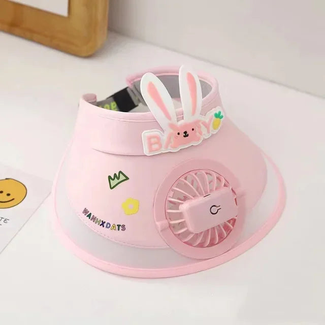 Rabbit Ear Empty Top Fan Hat USB Rechargeable