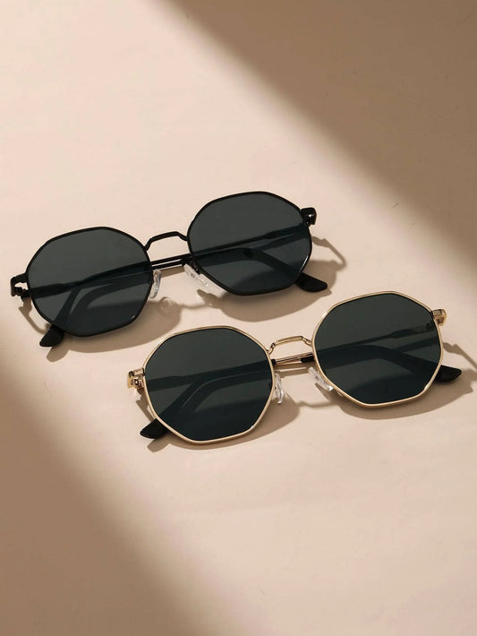 2 Pcs Metal Geometric Classical Sunglasses