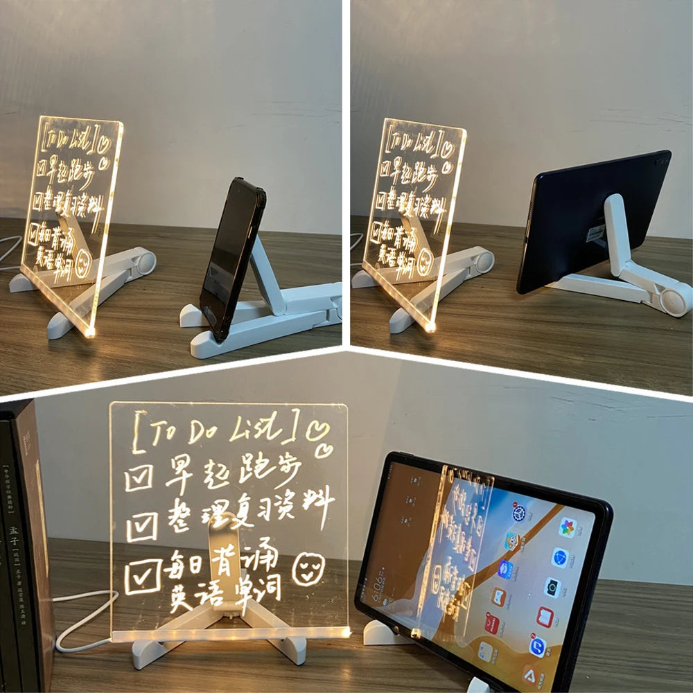 LED Note Board Night Light With Colorful 7 Pens Acrylic Drawing Board