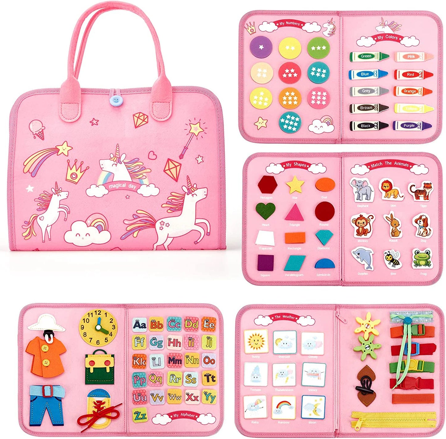 Montessori Busy Board Activities Education Toys Basic Dress Motor Skills