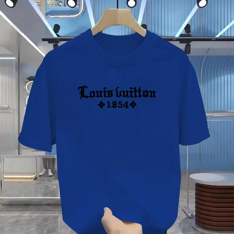 Summer Men's 100% Cotton Casual Funny Round Neck Short T-Shirt