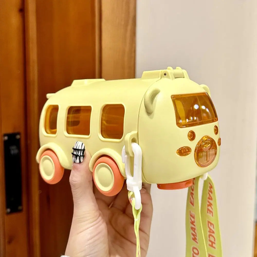 Cartoon Bus Straw Cup for Kids