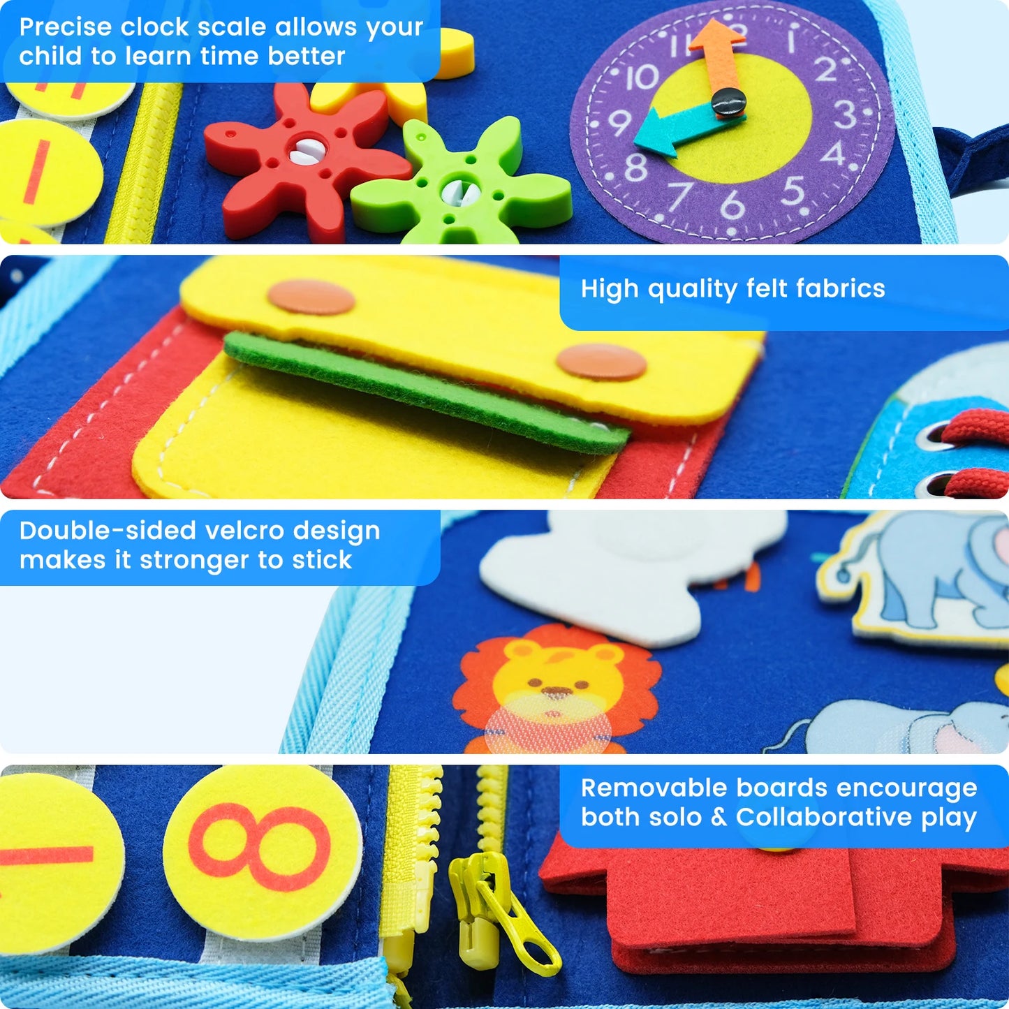 Montessori Busy Board Activities Education Toys Basic Dress Motor Skills