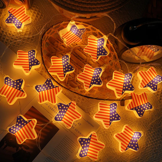 USA Flag Patriotic LED String Lights
