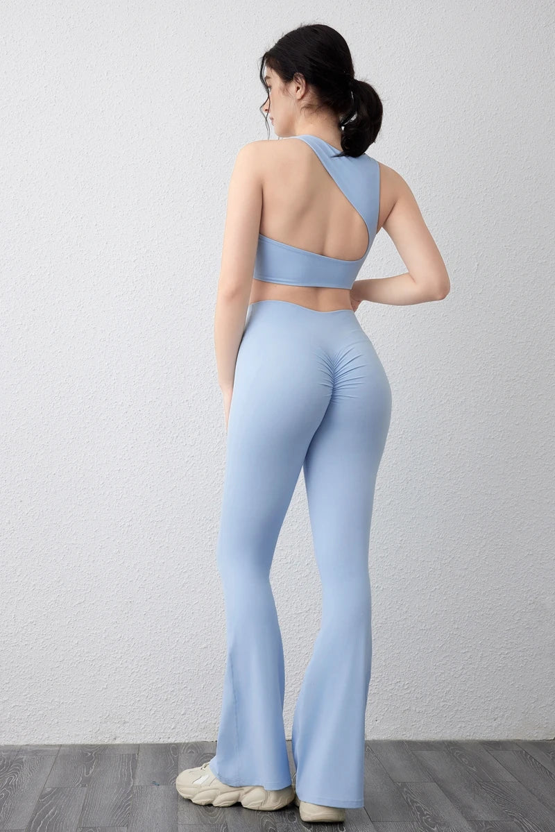Peach flared yoga pants