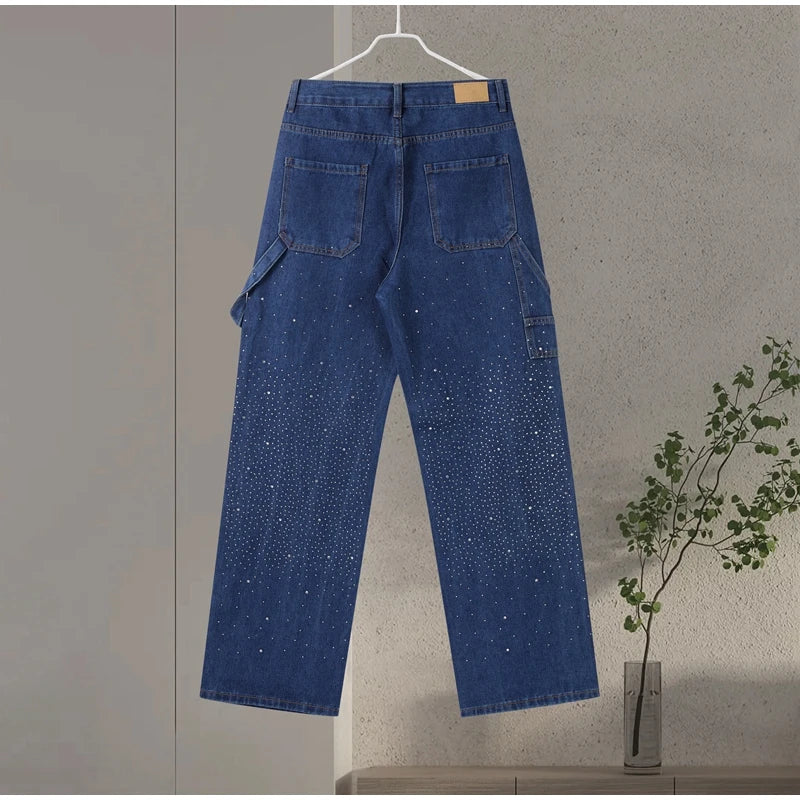 Casual Rhinestone Loose Harem Jeans