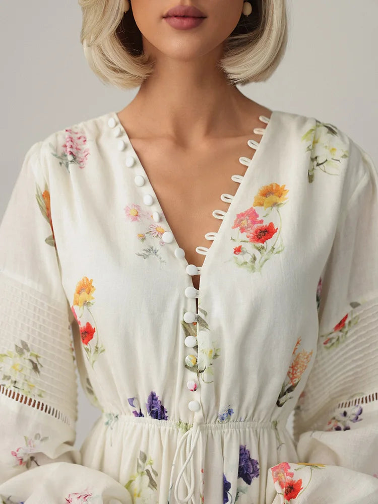 Garden Whisper – Loose Floral Beach Dress