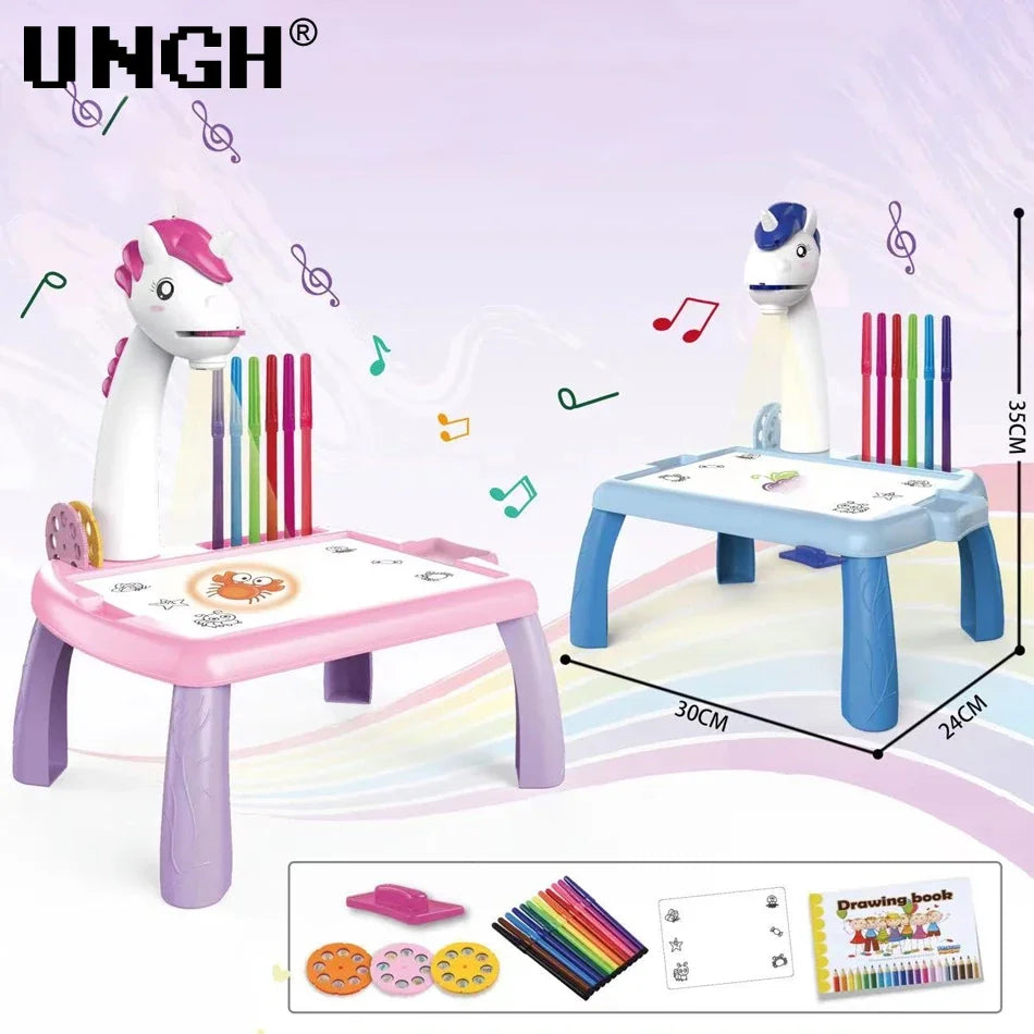 Children led projector drawing table educational board toys for children