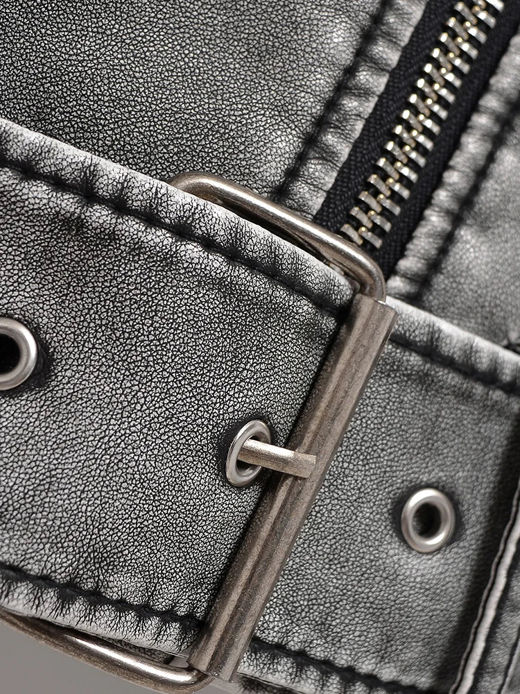 Moto Biker Short Leather Jacket