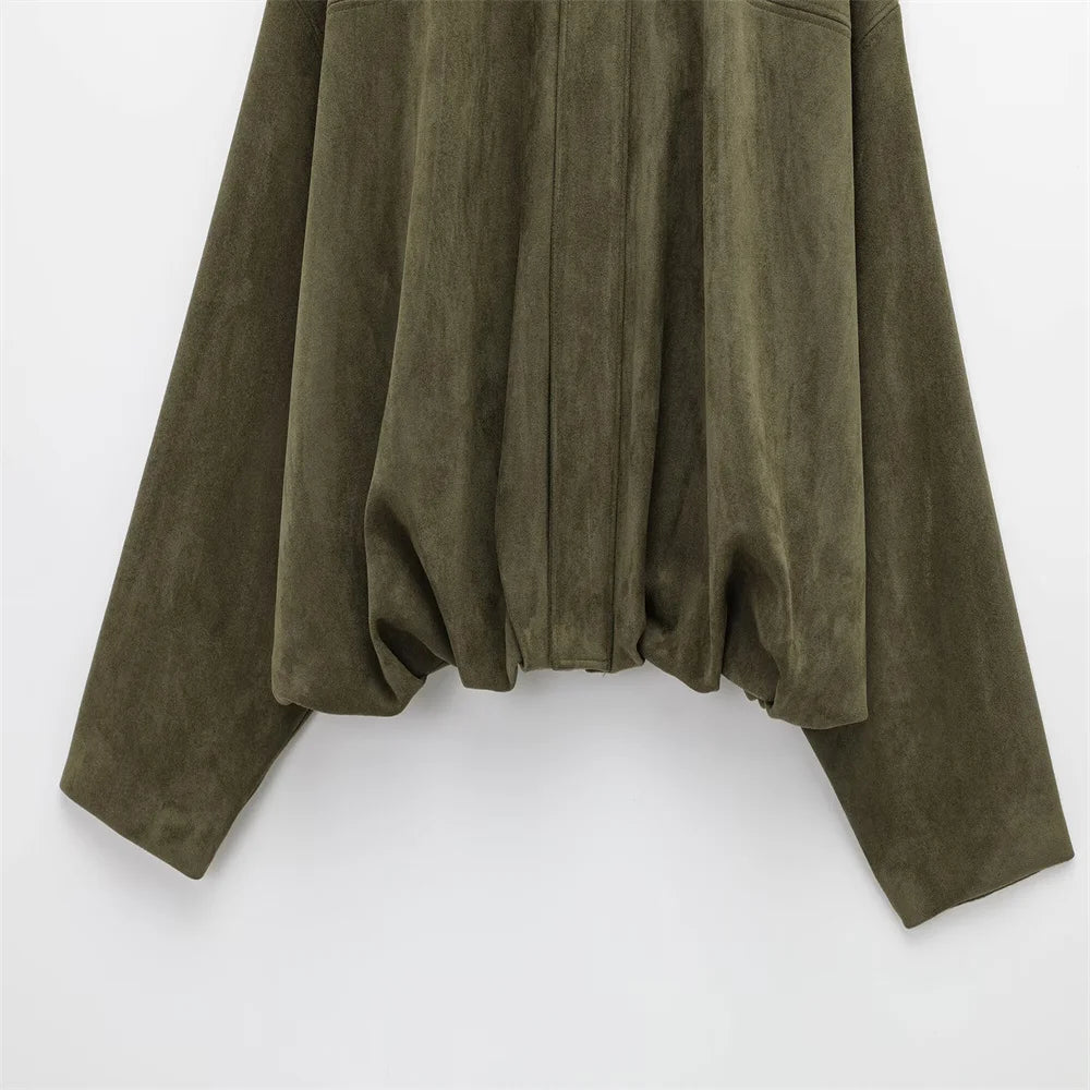 Faux Suede Loose Fit Stylish Jacket