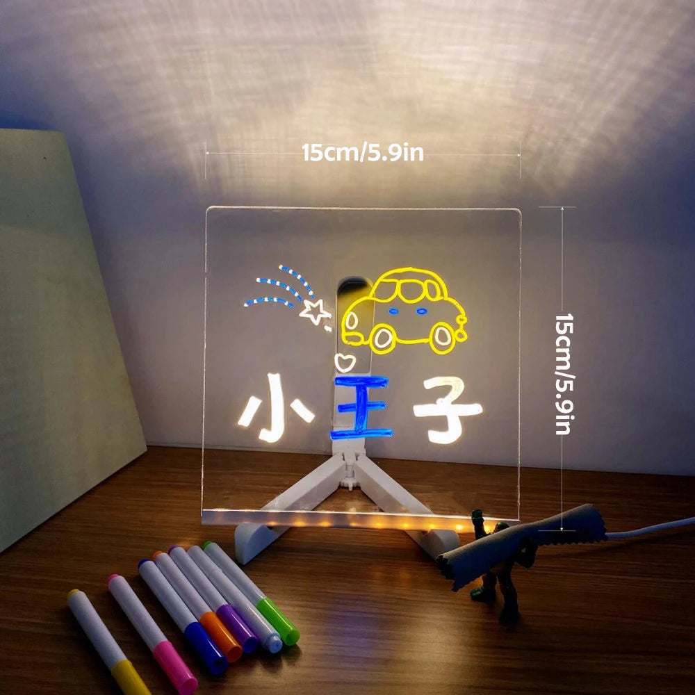 LED Note Acrylic Drawing Board Night Light With Colorful 7 Pens