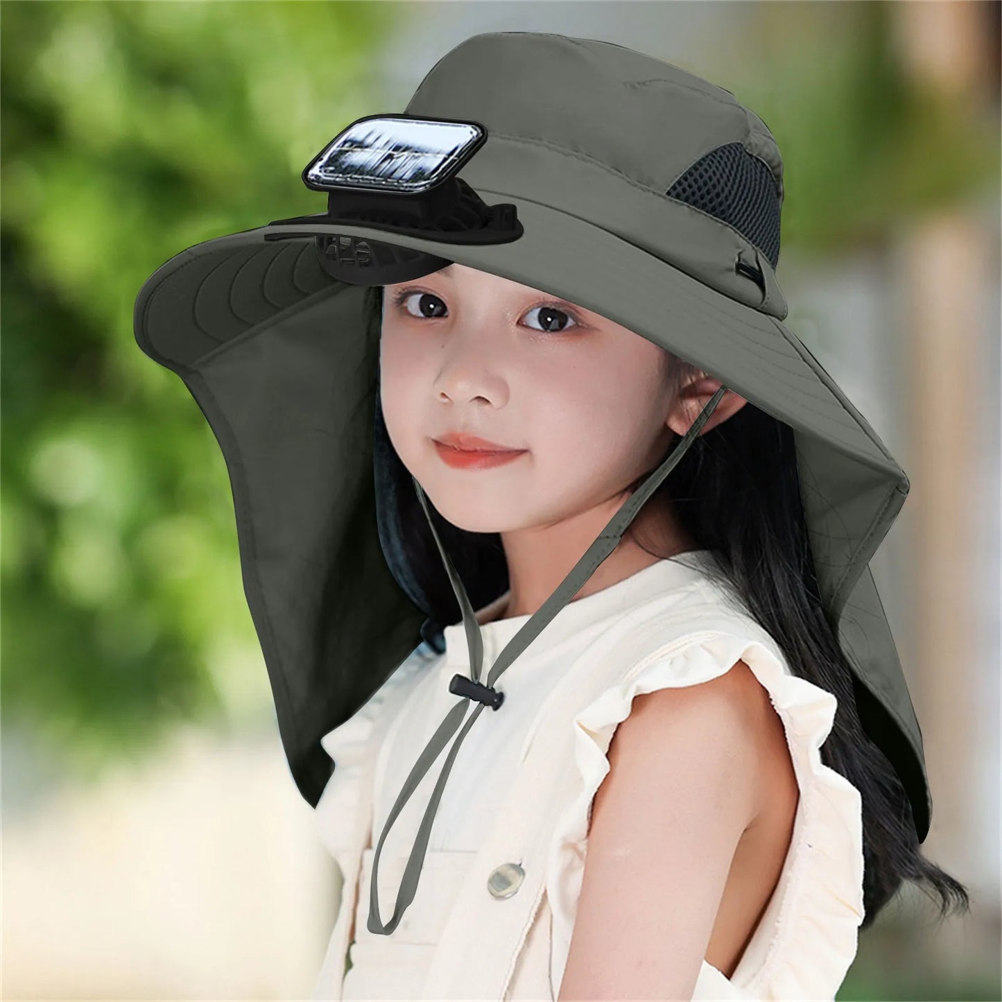 UV Protection Kids Solar/USB Charging Fan Hat For Outdoor activity
