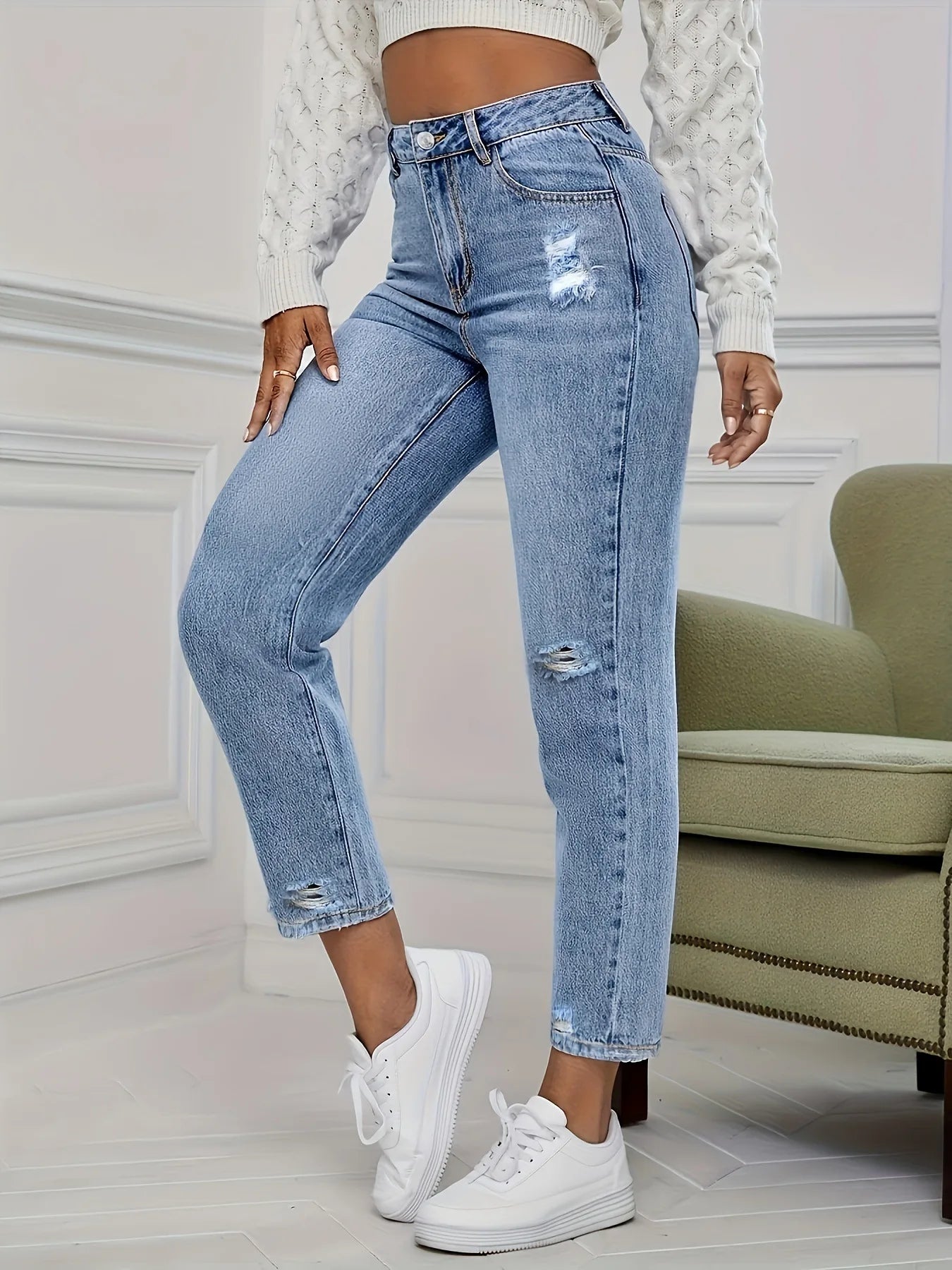 Washed Ripped Jeans |Spring and Summer
