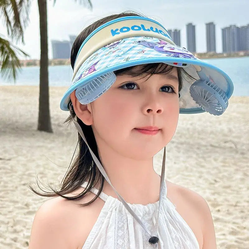 Sunscreen cooling hat with Two chargeable Fan