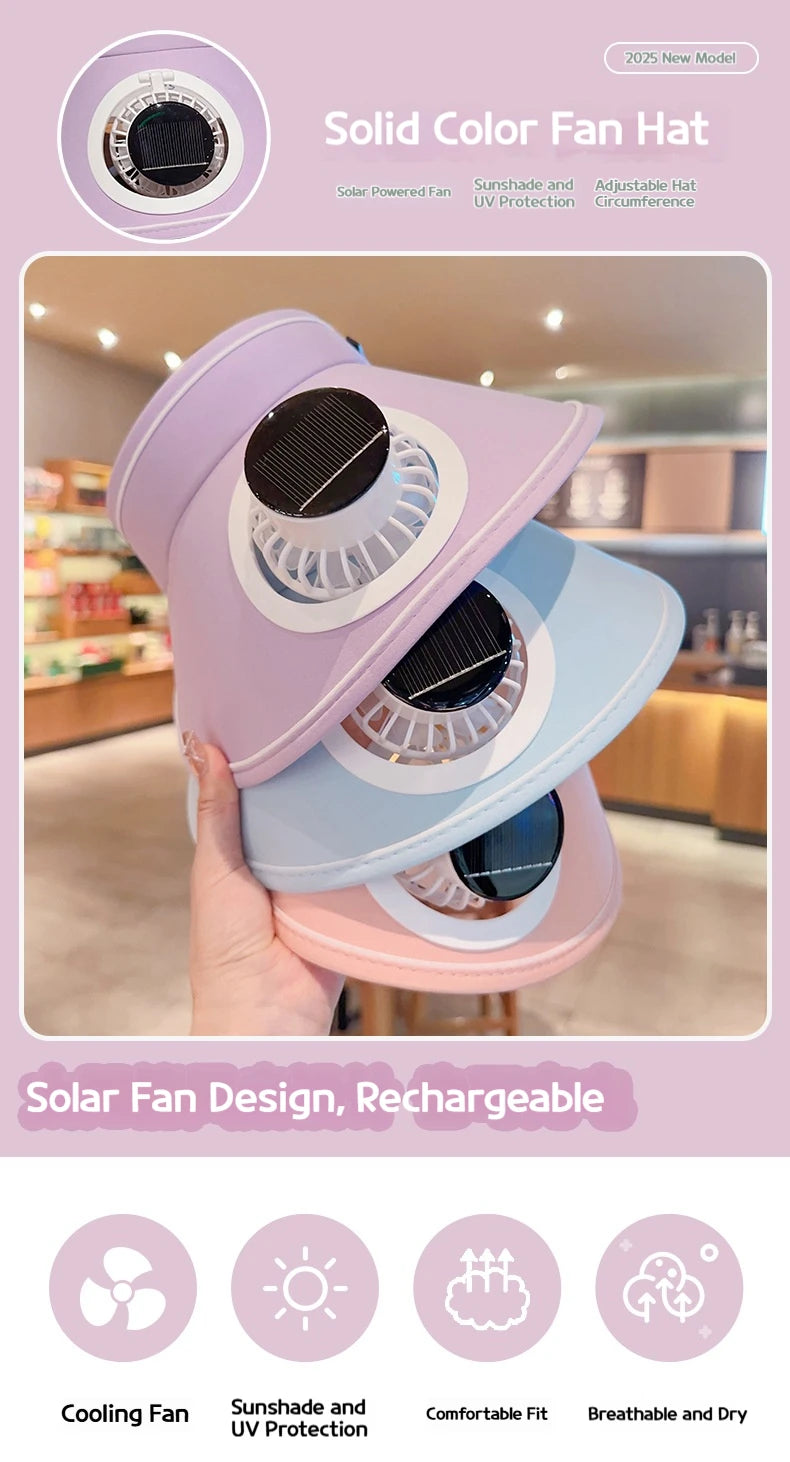 Children's Sun Protection Fan Hat Solar/USB