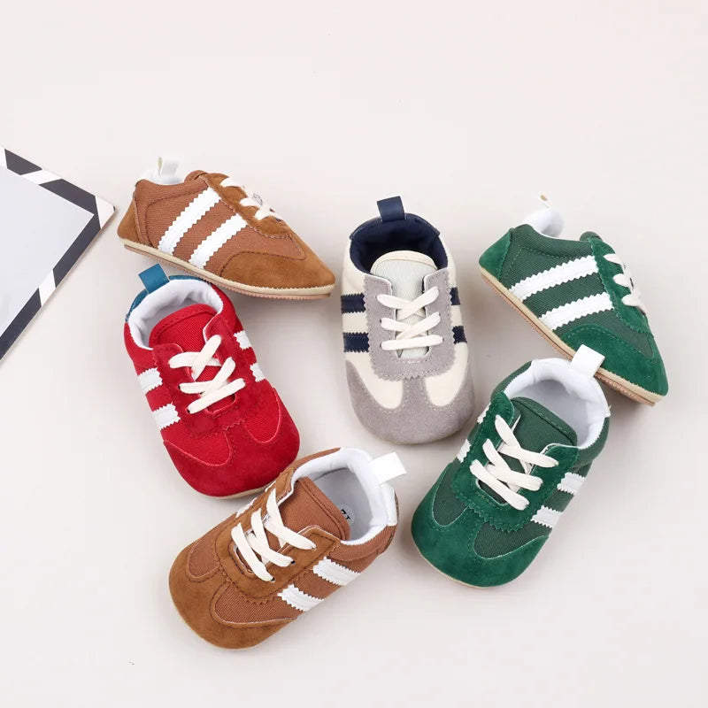 2 Striped soft soled baby girls shoes 0-18M
