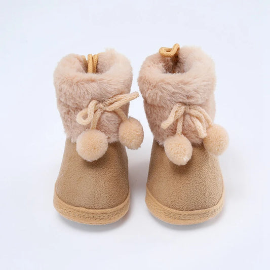 Baywell Winter Furry Snow Boots - Soft Sole Baby Girls