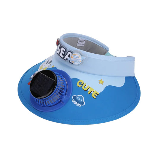 Cute Cartoon Design Solar Powered Kids Fan Hat Solar/USB
