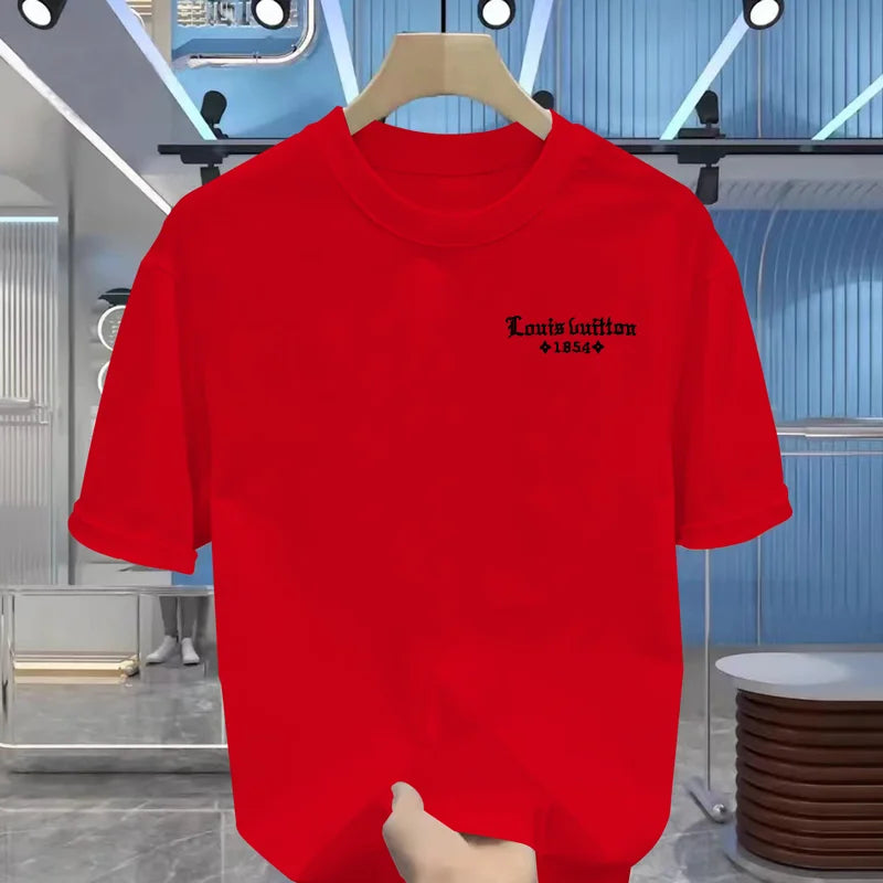 Summer Men's 100% Cotton Casual Funny Round Neck Short T-Shirt