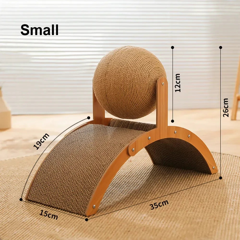 Cat Scratching Ball Wooden Cat Scratcher Toy 2 In1