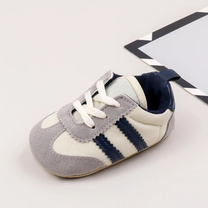 2 Striped soft soled baby girls shoes 0-18M