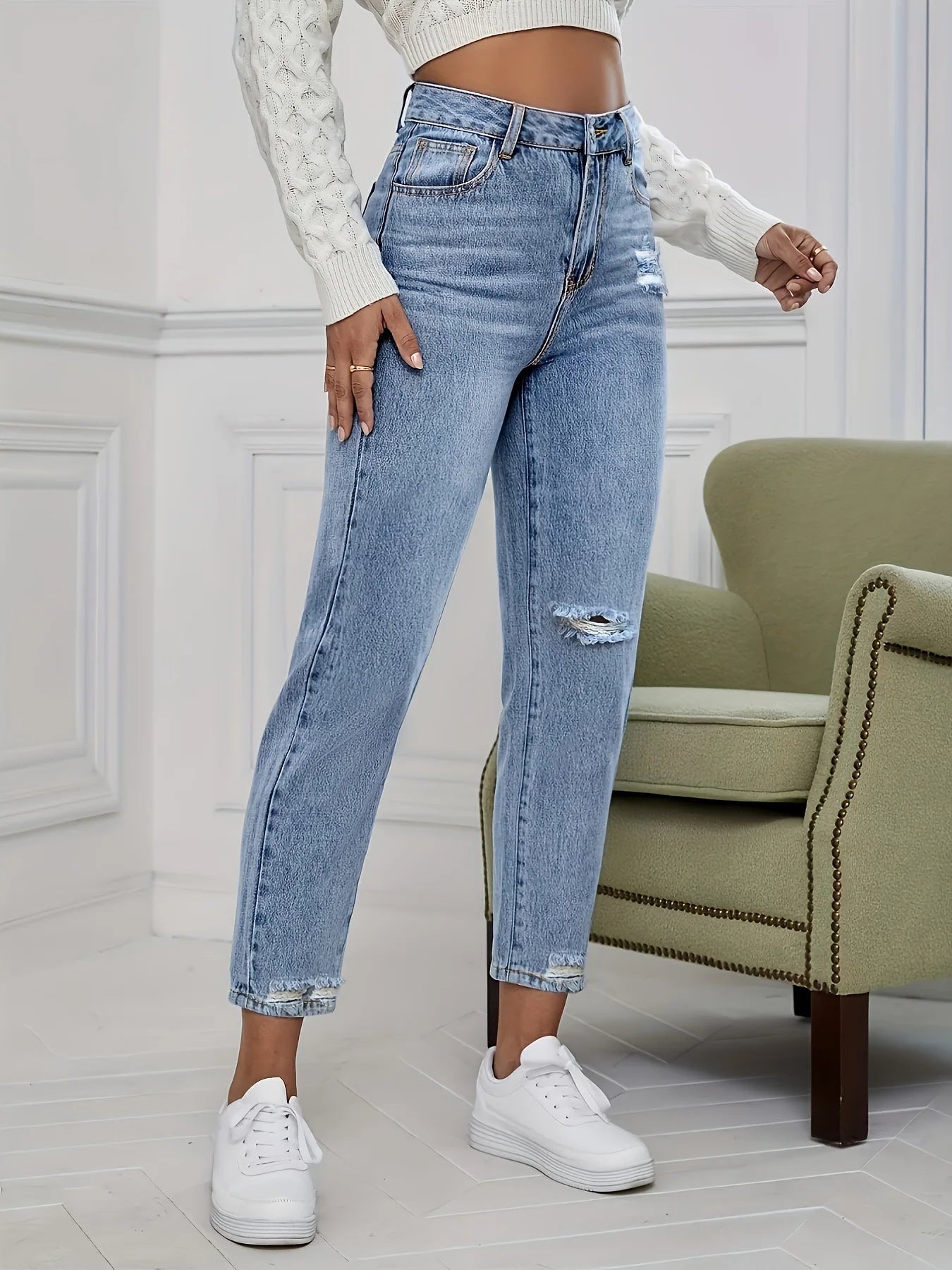 Washed Ripped Jeans |Spring and Summer