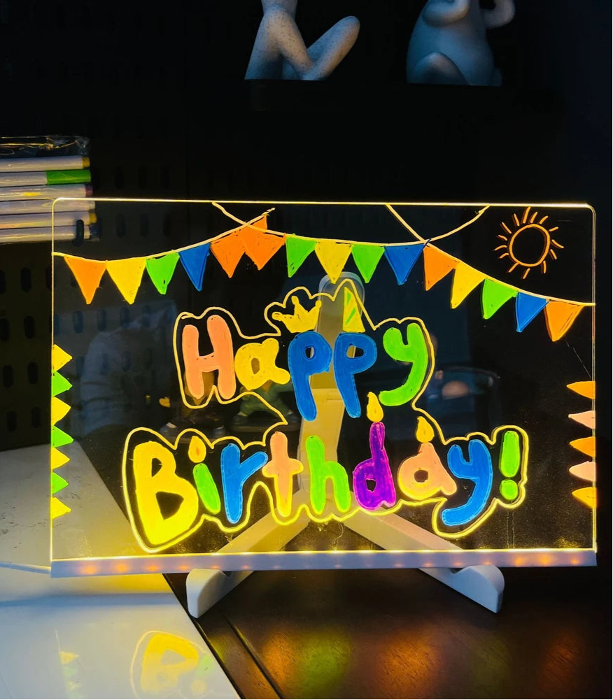 LED Note Acrylic Drawing Board Night Light With Colorful 7 Pens