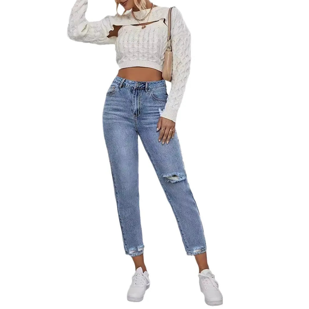 Washed Ripped Jeans |Spring and Summer