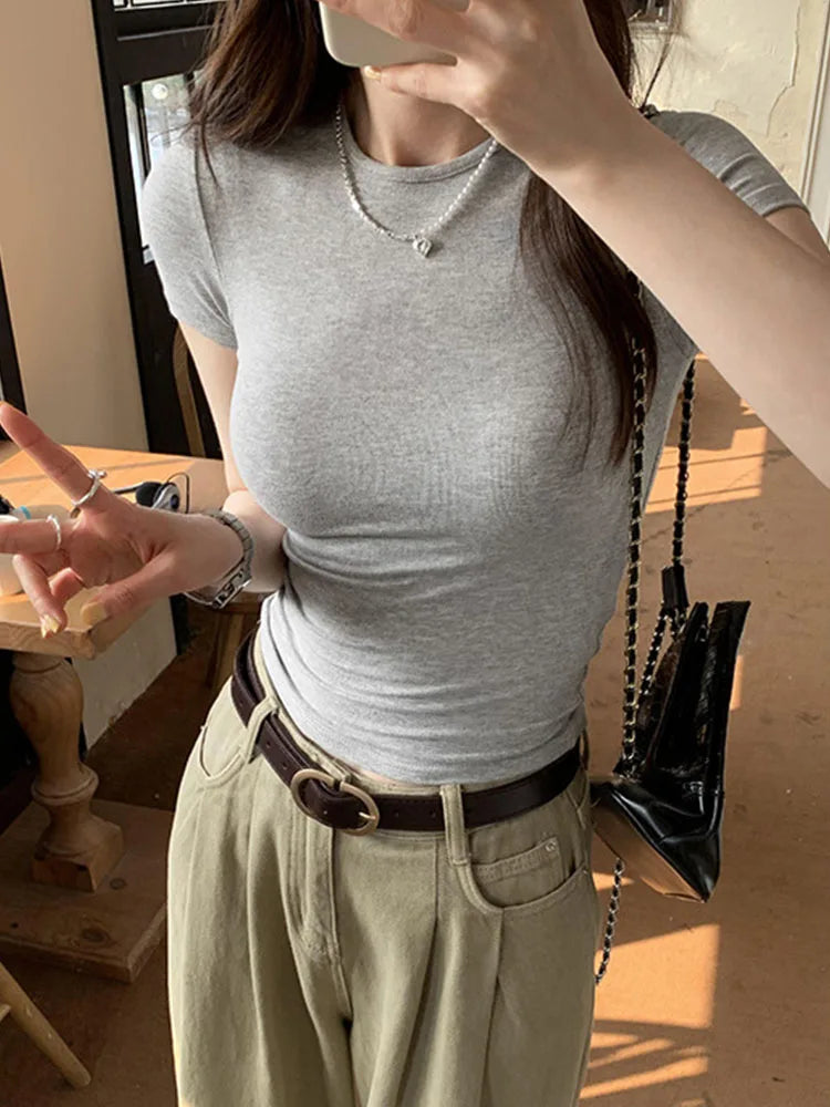 Crewneck Skinny T-shirt Summer