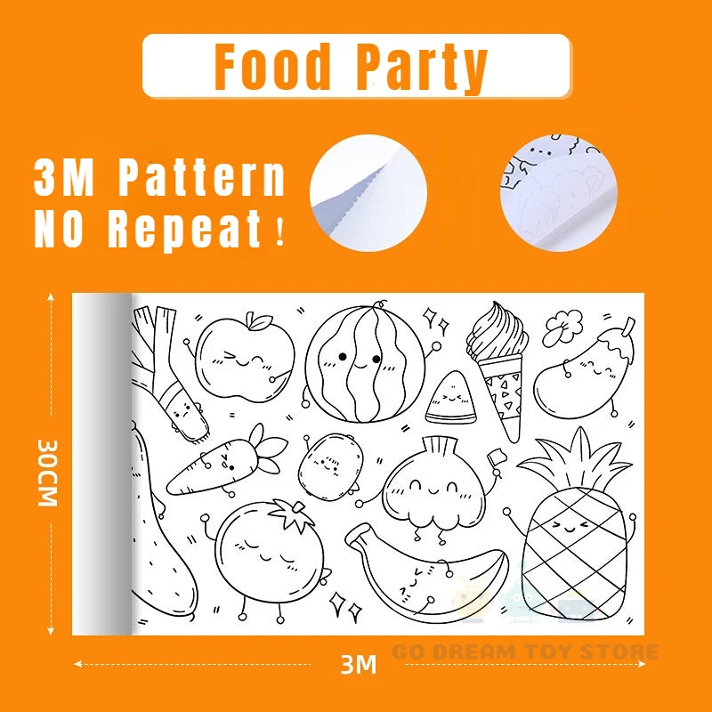 DIY Sticky Drawing Roll Color Filling Paper Educational Toys For Children