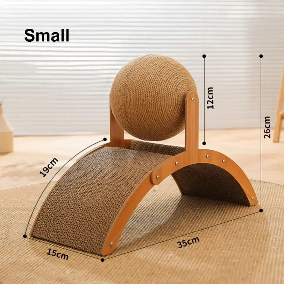 Cat Scratching Ball Wooden Cat Scratcher Toy 2 In1
