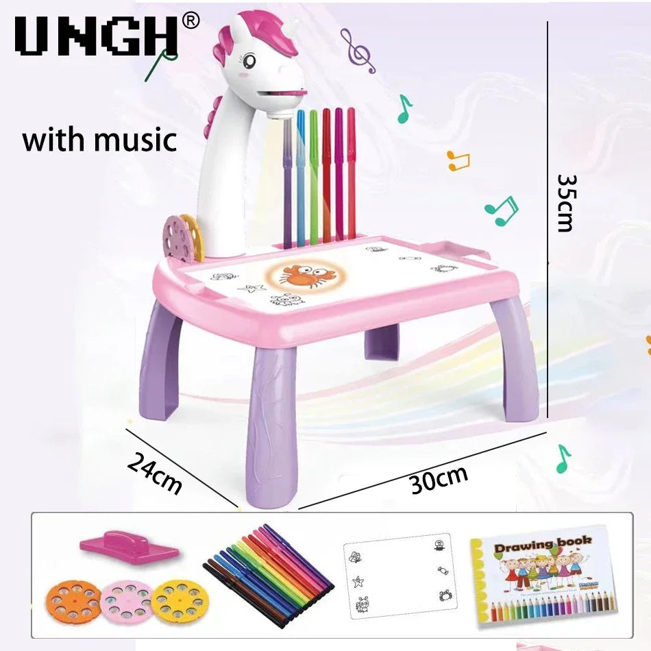Children led projector drawing table educational board toys for children