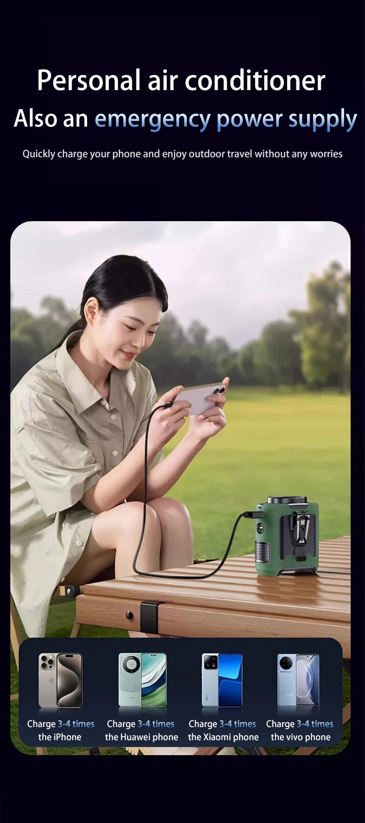 Outdoor Portable Waist Fan,Neck Fan, Hiking Fan 10000mAh