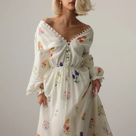 Garden Whisper – Loose Floral Beach Dress