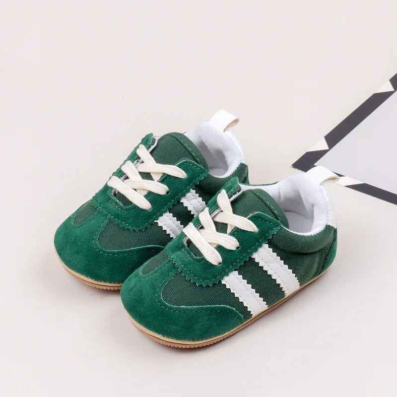 2 Striped soft soled baby girls shoes 0-18M