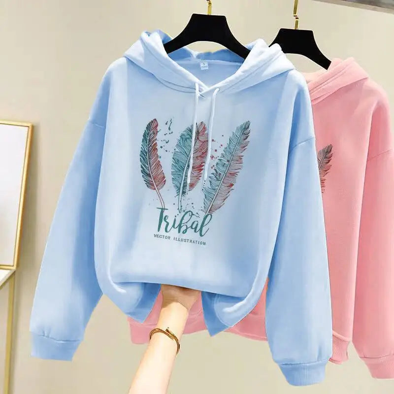 Feather Printed Hoodies.