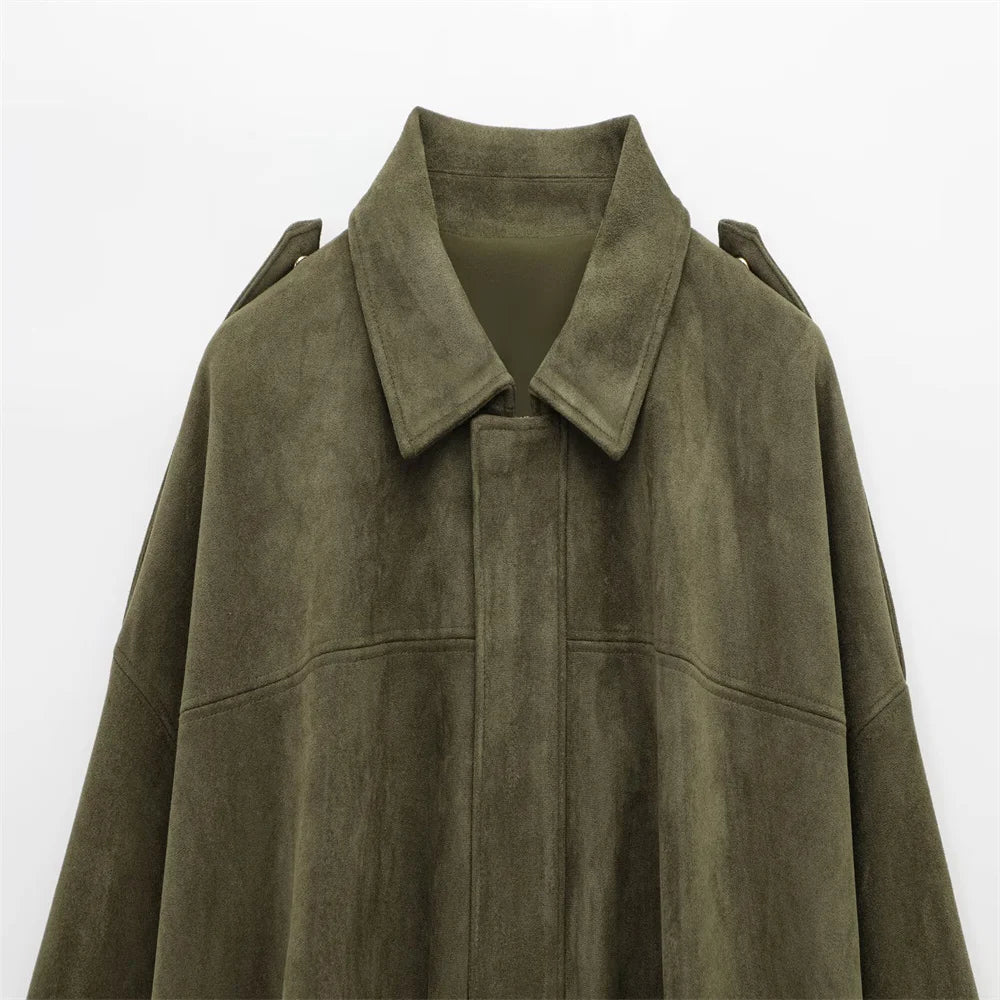 Faux Suede Loose Fit Stylish Jacket