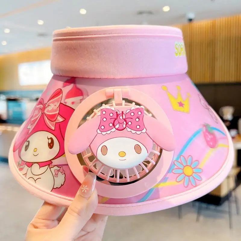 Kulomi Sanrio Kids Wide Brim Sun protection Fan Hat Charging USB