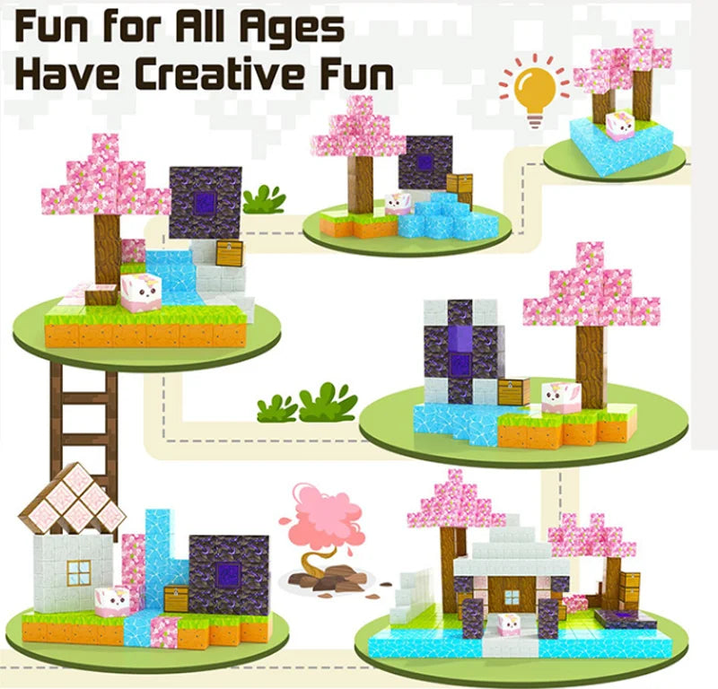 50-300PCS Magnetic Blocks Game Minecraft Magnet World Toys For Boys Girls