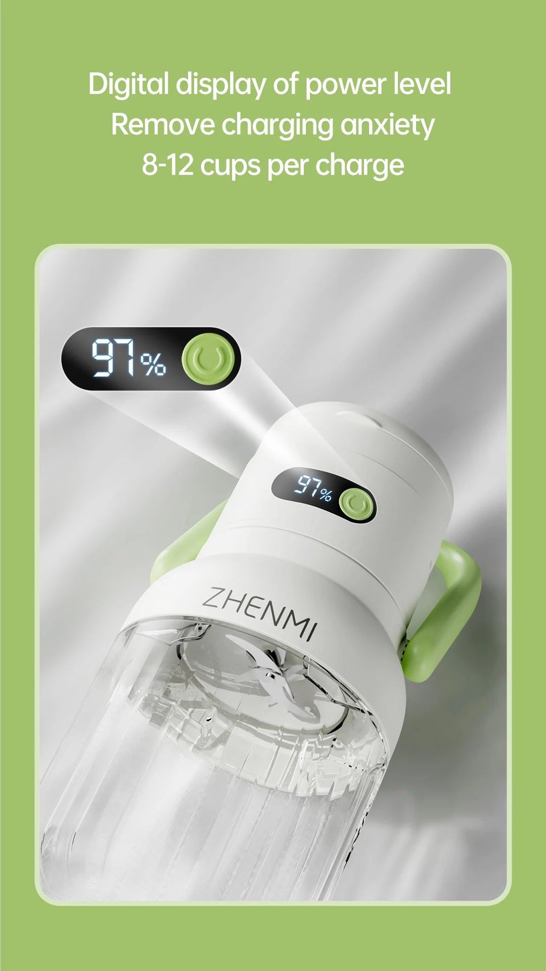 Portable Smoothie Blender 2-in-1 travel blender + bottle 1000ML USB Rechargeable Outdoor Mixing Cup